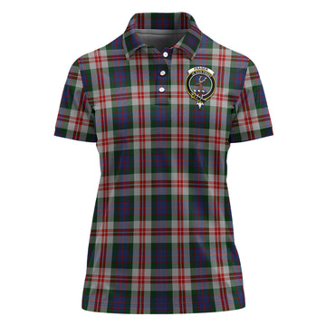Fraser Red Dress Tartan Polo Shirt with Family Crest For Women