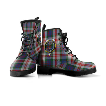 Fraser Red Dress Tartan Leather Boots with Family Crest