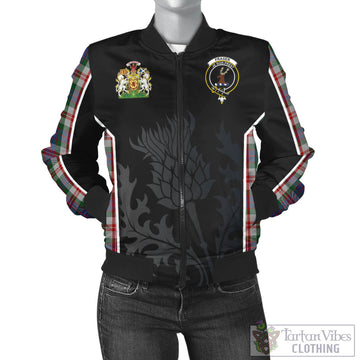 Fraser Red Dress Tartan Bomber Jacket with Family Crest and Scottish Thistle Vibes Sport Style