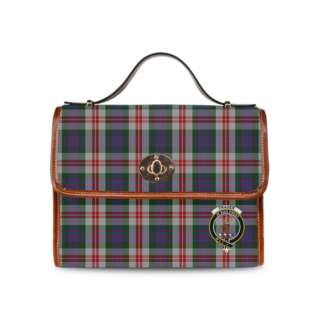 fraser-red-dress-tartan-leather-strap-waterproof-canvas-bag-with-family-crest