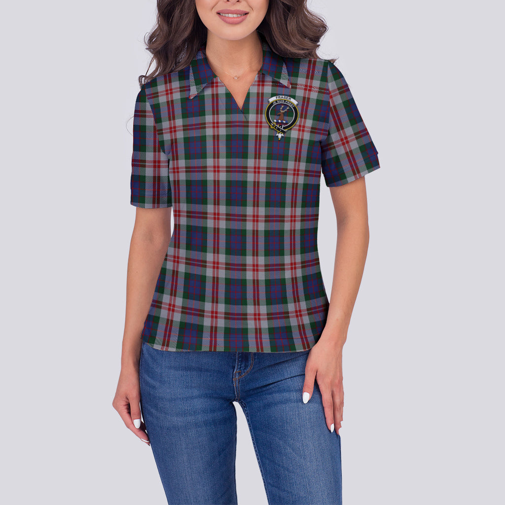 fraser-red-dress-tartan-polo-shirt-with-family-crest-for-women