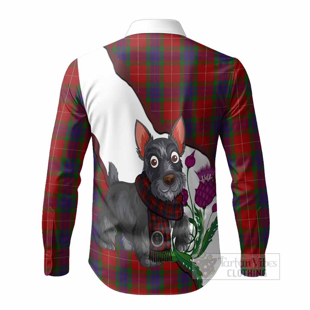 Fraser Scottish Terrier Tartan Crest Long Sleeve Button Shirts Thistle Heritage Art