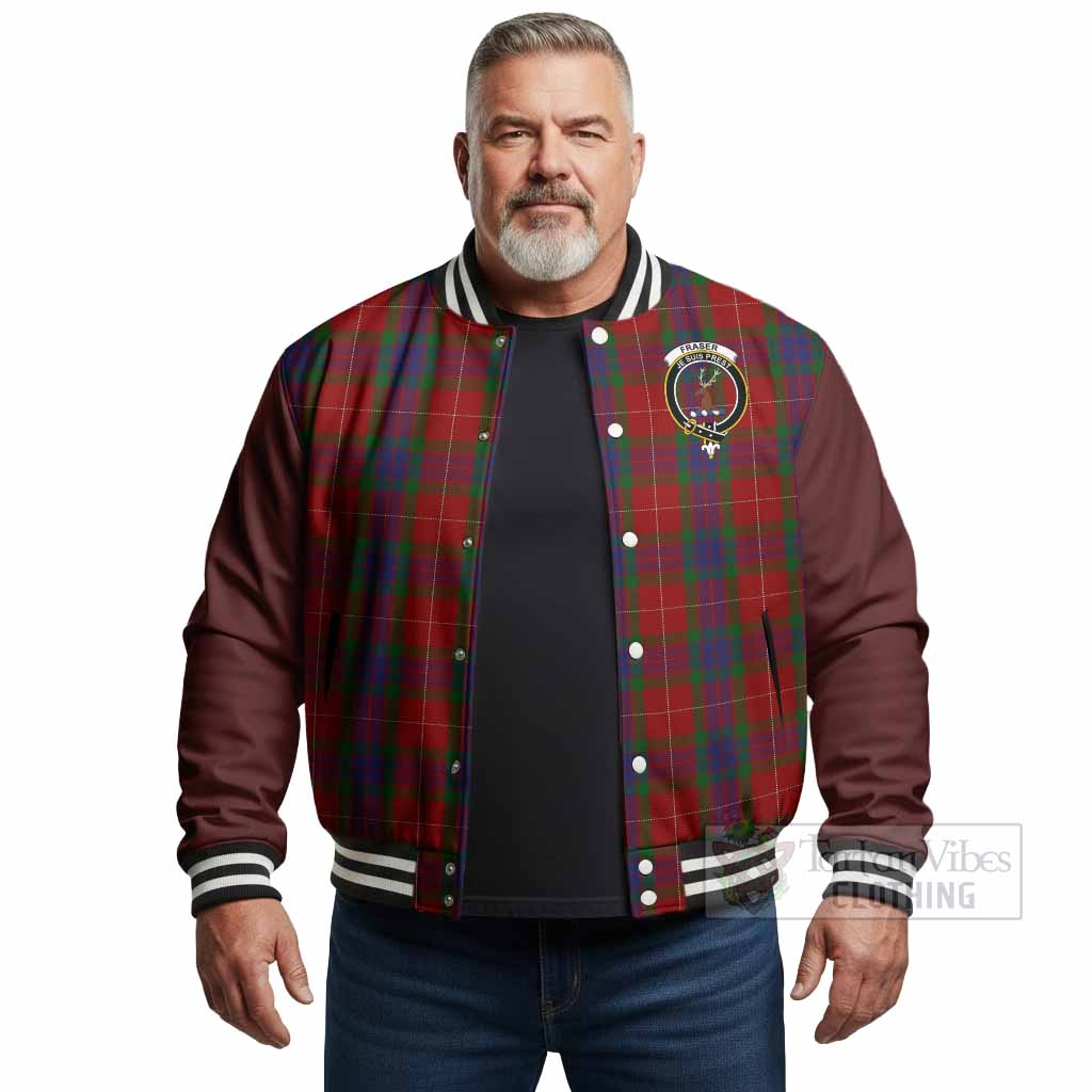 Fraser Tartan Accent Baseball Jacket with Family Crest