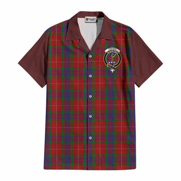 Fraser Tartan Accent Cotton Hawaiian Shirt with Family Crest