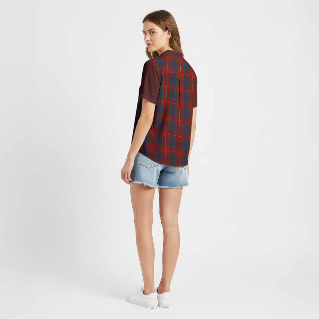 Fraser Tartan Accent Cotton Hawaiian Shirt with Family Crest