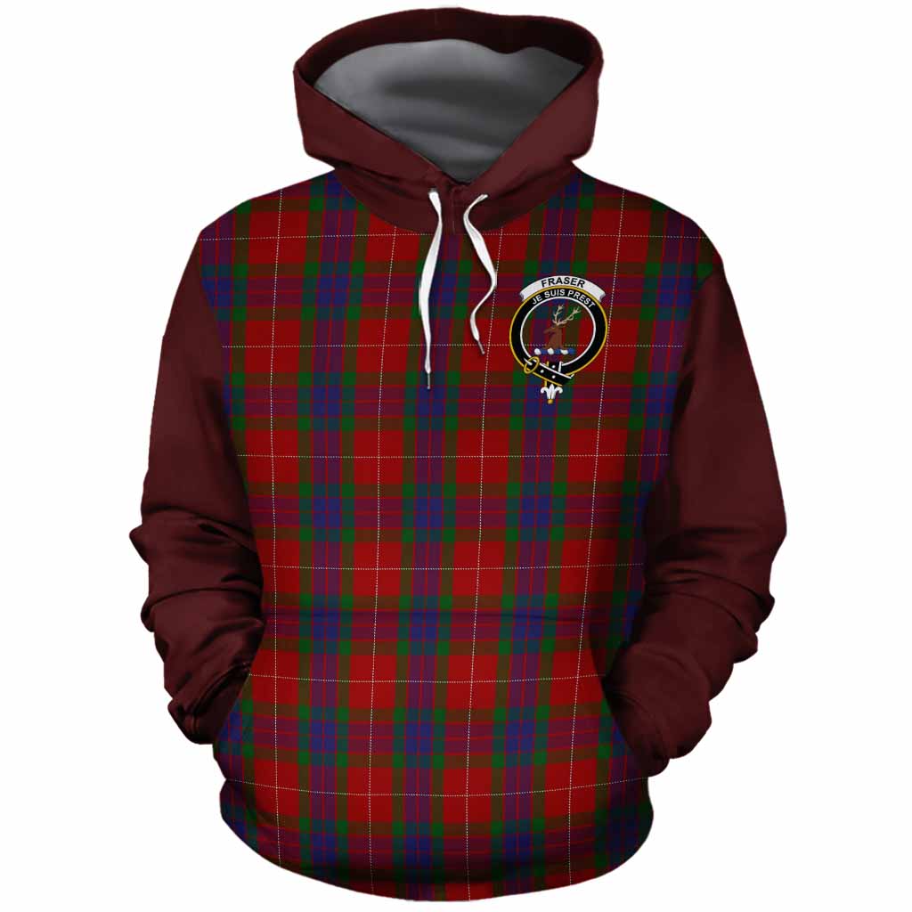 Fraser Tartan Accent Cotton Hoodie with Family Crest