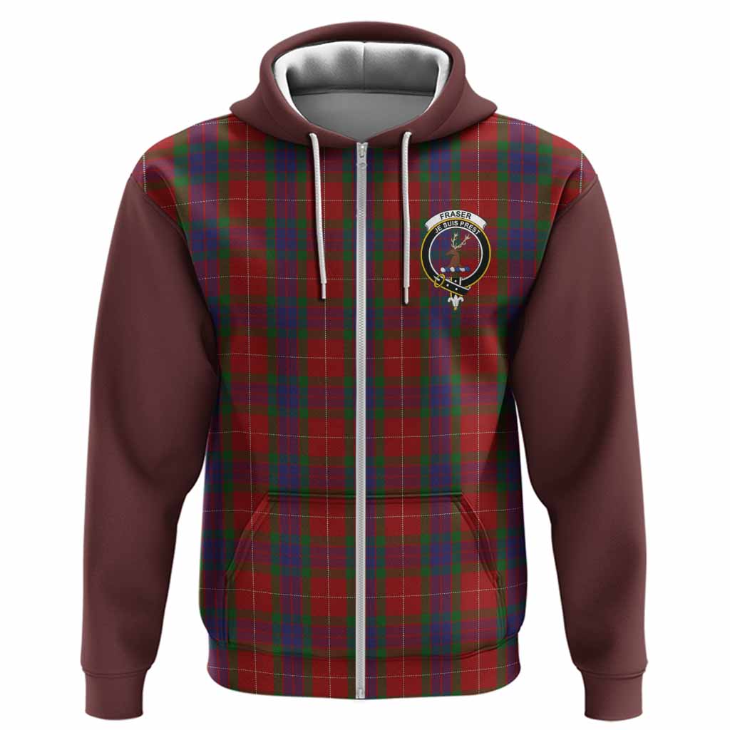 Fraser Tartan Accent Hoodie with Family Crest
