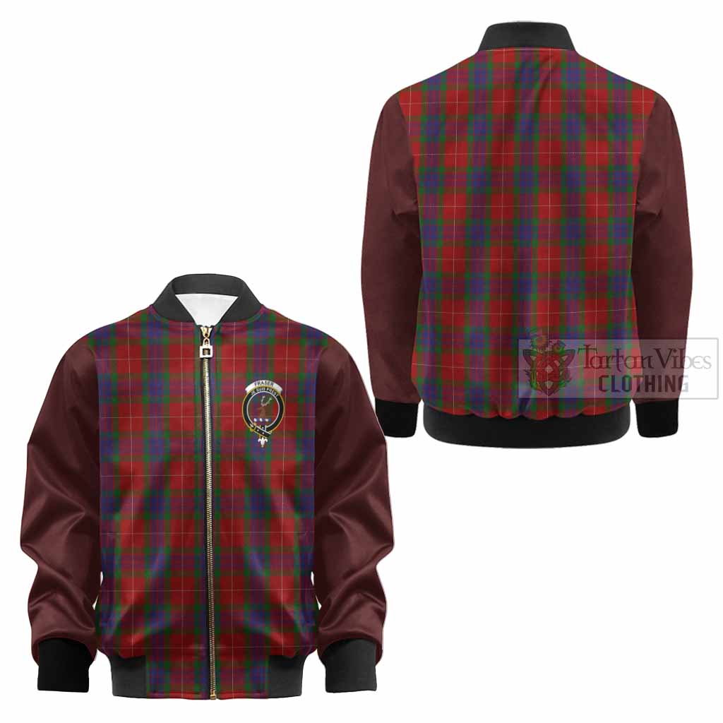 Fraser Tartan Accent Kid Bomber Jacket with Family Crest