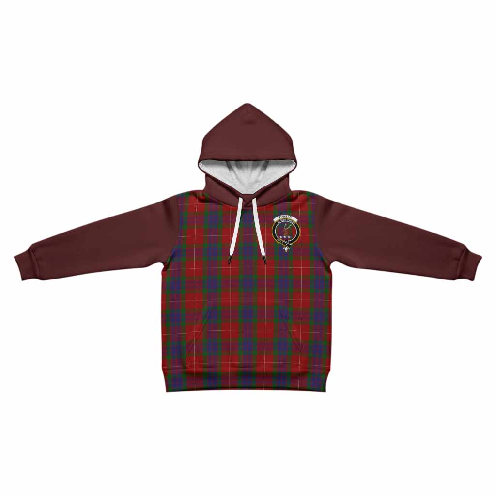 Fraser Tartan Accent Kid Hoodie with Family Crest