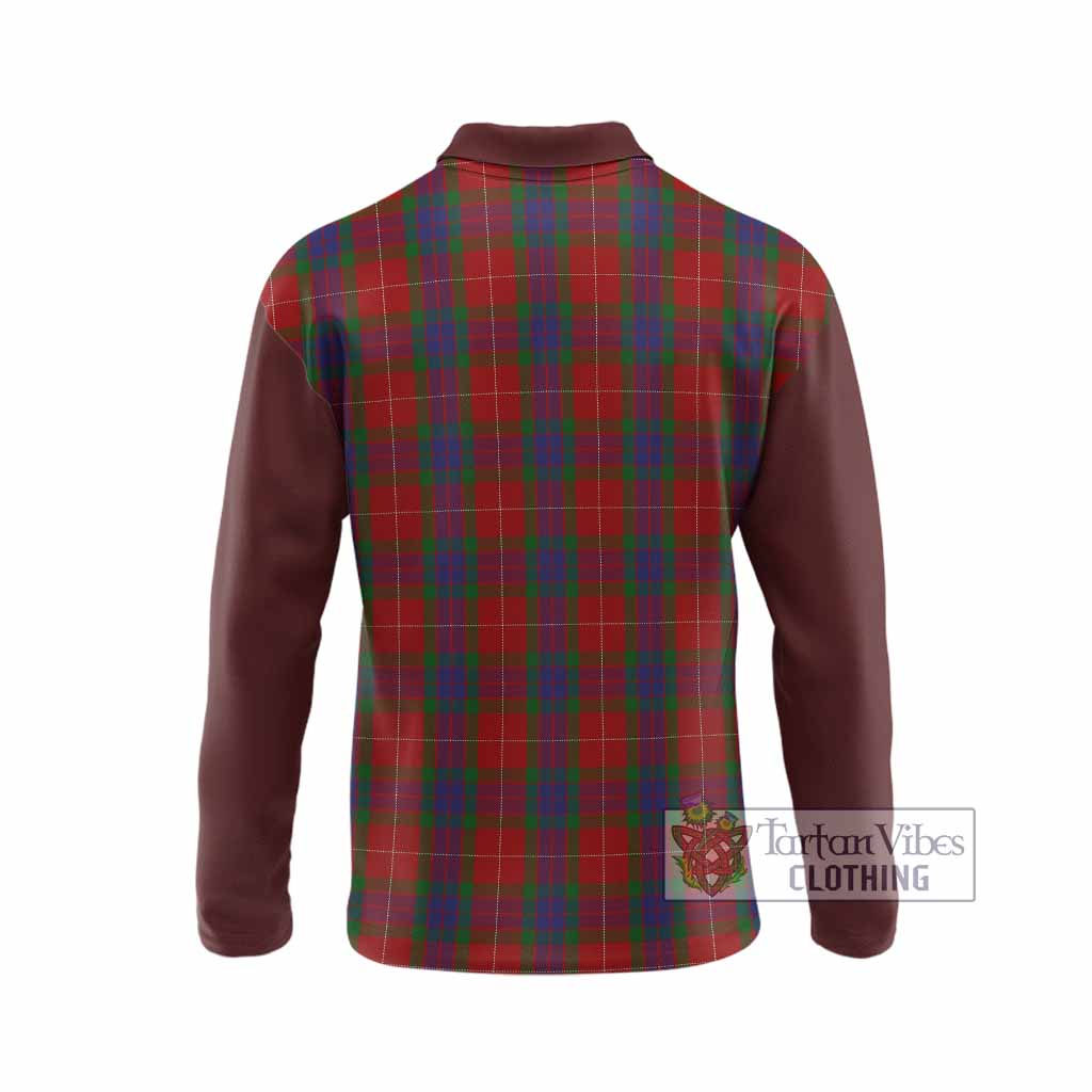 Fraser Tartan Accent Long Sleeve Polo Shirt with Family Crest