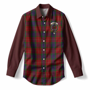Fraser Tartan Accent Women Casual Shirt with Family Crest