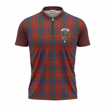 Fraser Tartan Accent Zipper Polo Shirt with Family Crest