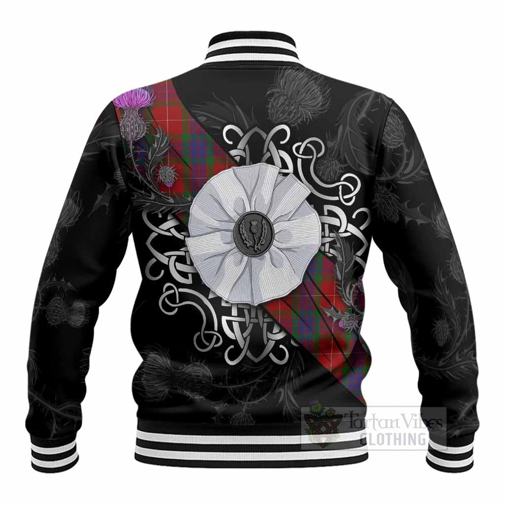 Fraser Tartan Baseball Jacket Jacobite White Rose - Tartan Vibes Clothing