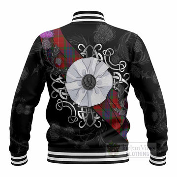 Fraser Tartan Baseball Jacket Jacobite White Rose - Tartan Vibes Clothing