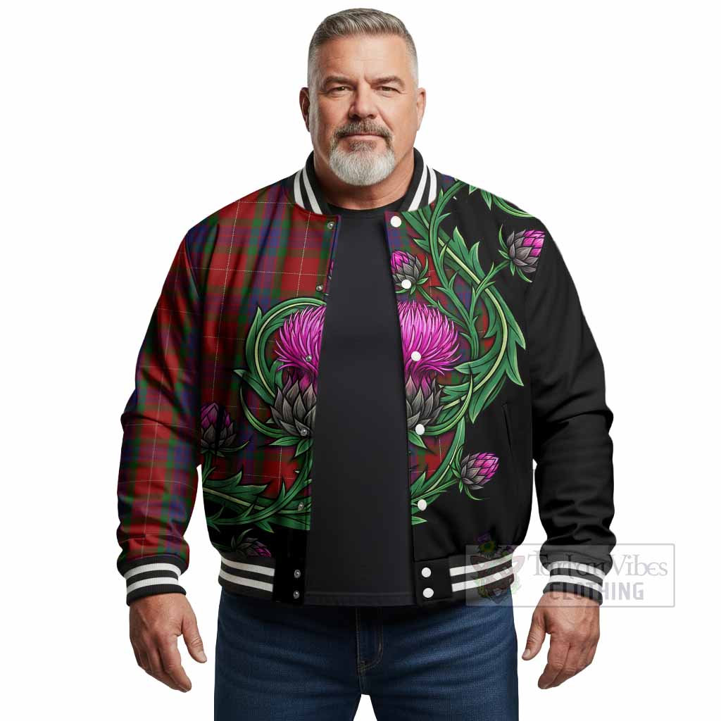 Fraser Tartan Baseball Jacket Resilient Scottish Thistle - Tartan Vibes Clothing