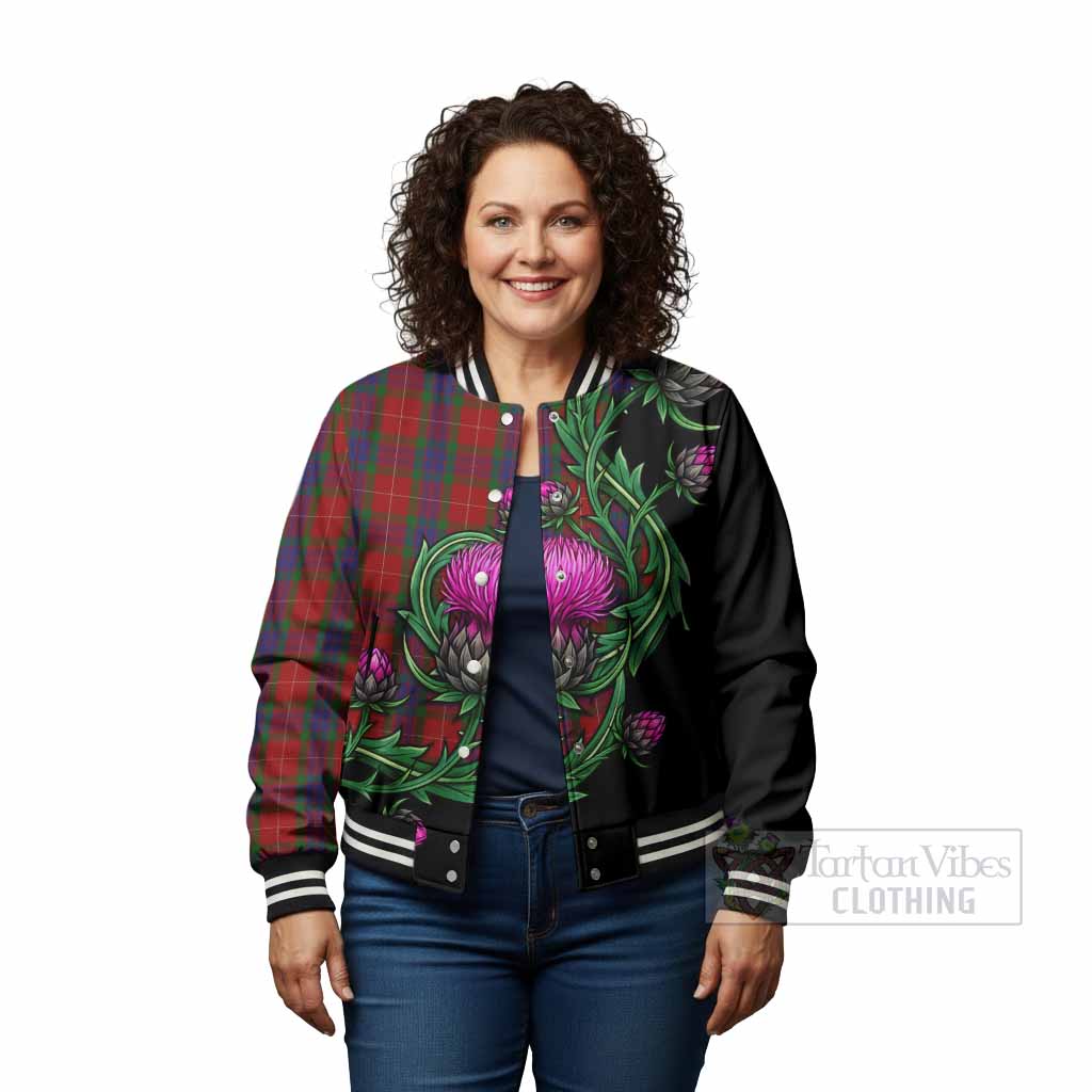 Fraser Tartan Baseball Jacket Resilient Scottish Thistle - Tartan Vibes Clothing