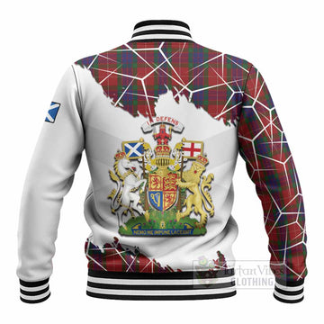 Fraser Tartan Baseball Jacket with Family Crest and Lion Rampant Grunge Style