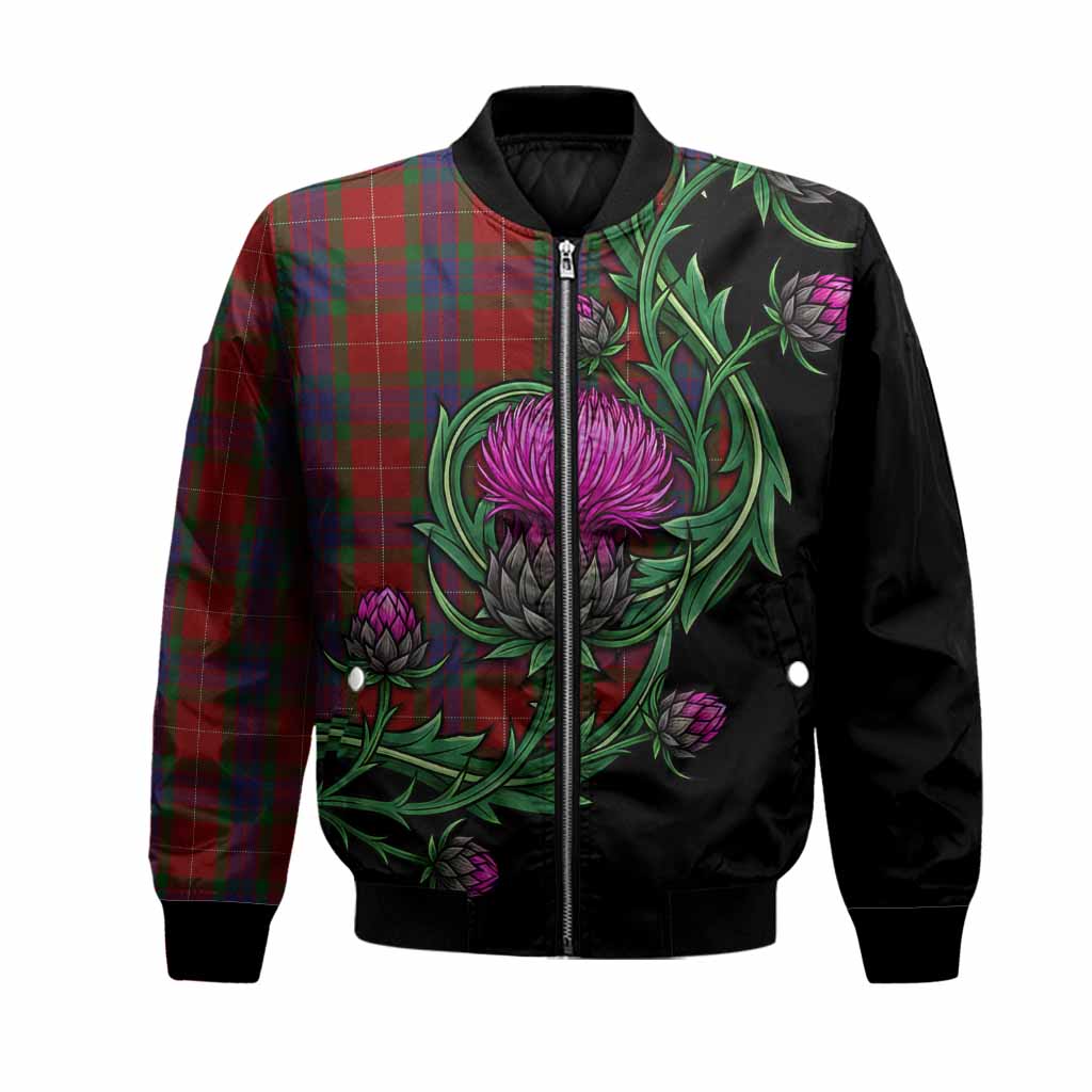 Fraser Tartan Bomber Jacket Resilient Scottish Thistle Unisex Black - Tartan Vibes Clothing