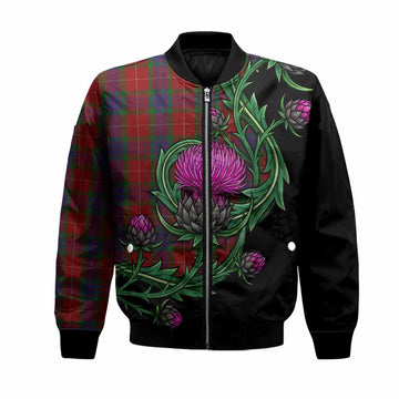 Fraser Tartan Bomber Jacket Resilient Scottish Thistle Unisex Black - Tartan Vibes Clothing