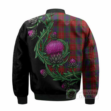 Fraser Tartan Bomber Jacket Resilient Scottish Thistle - Tartan Vibes Clothing