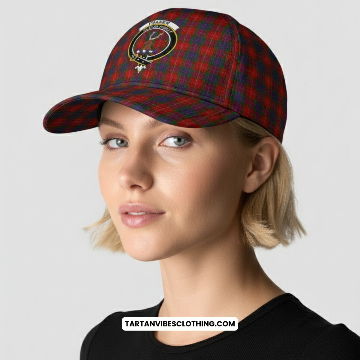 Fraser Tartan Classic Cap with Family Crest