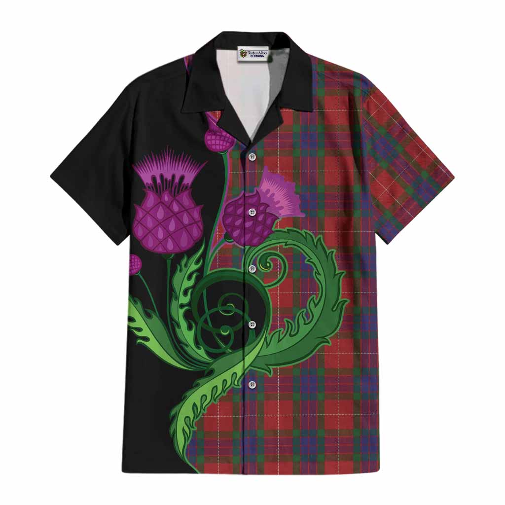 Fraser Tartan Cotton Hawaiian Shirt Traditional Scottish Thistle