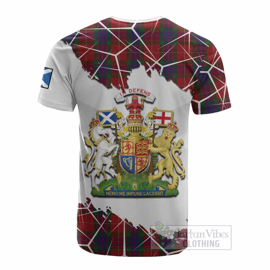 Fraser Tartan Cotton T-shirt with Family Crest and Lion Rampant Grunge Style