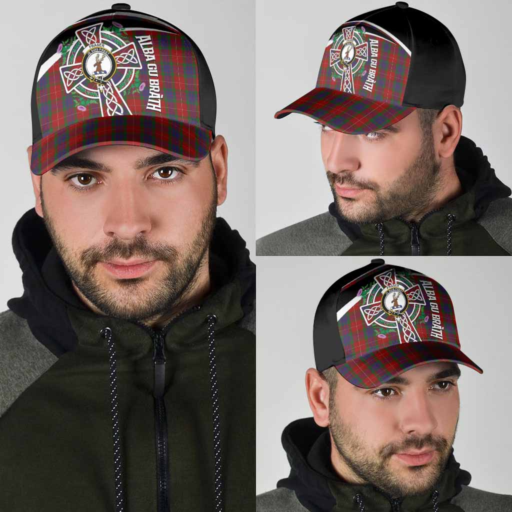 Fraser Tartan Crest Classic Cap Scottish Thistle Celtic Cross Alba Gu Brath - Tartan Vibes Clothing