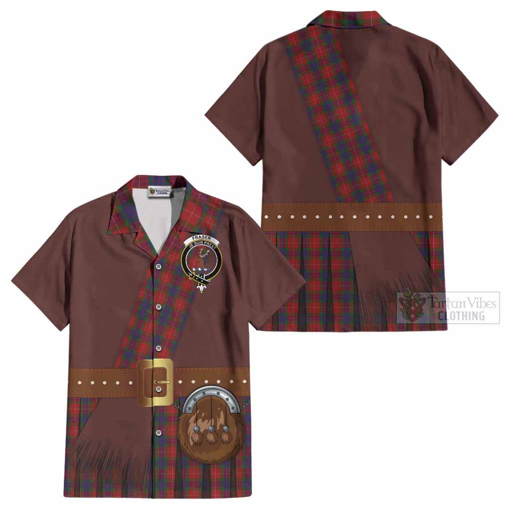 Fraser Tartan Crest Cotton Hawaiian Shirt Kilt Costume Style
