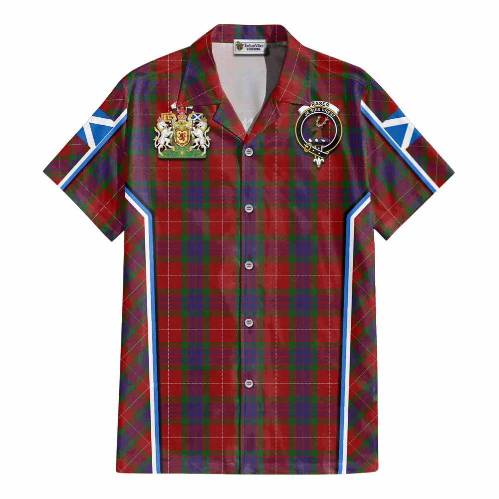 Fraser Tartan Crest Cotton Hawaiian Shirt Scotland Coat of Arm Flag Style - Tartan Vibes Clothing