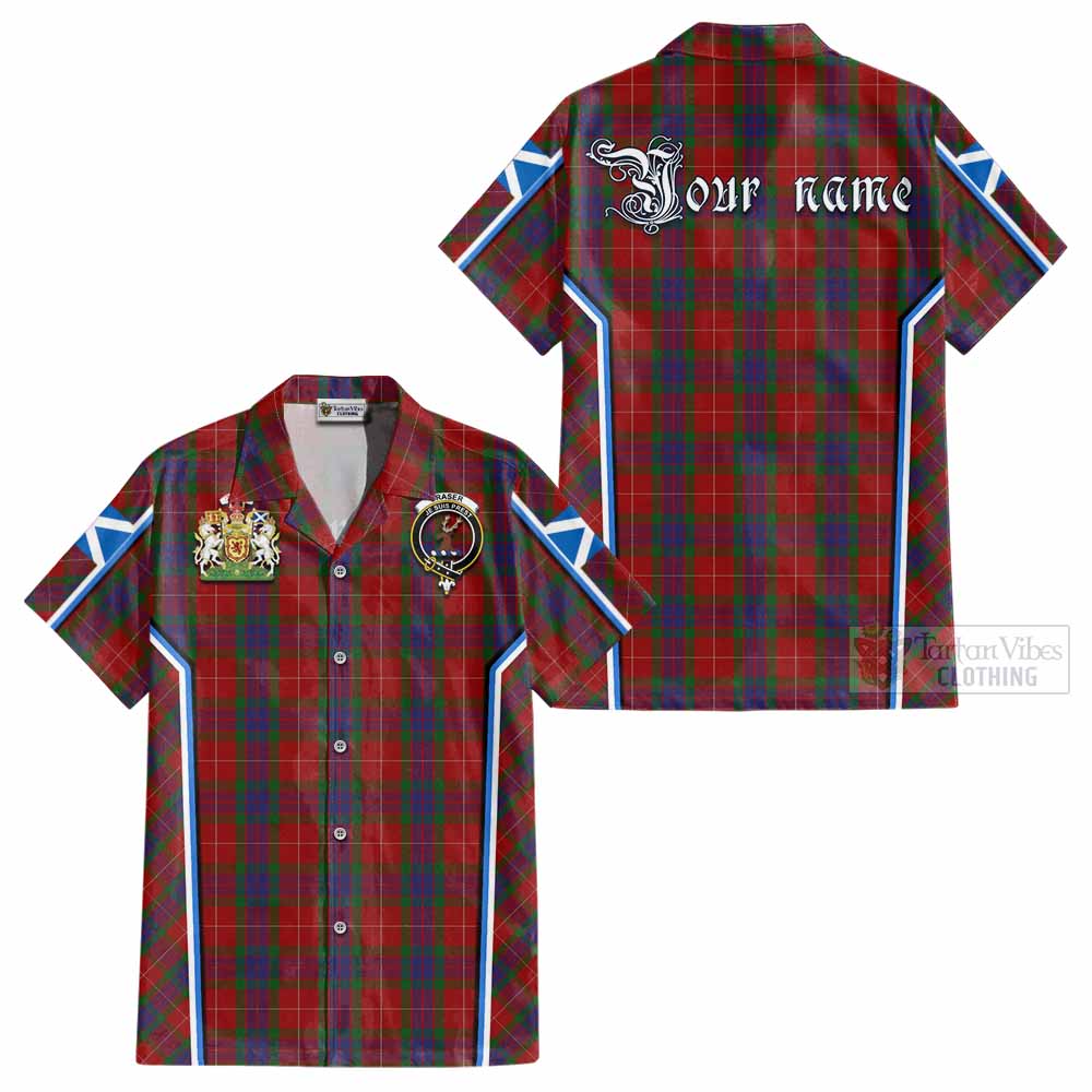 Fraser Tartan Crest Cotton Hawaiian Shirt Scotland Coat of Arm Flag Style - Tartan Vibes Clothing