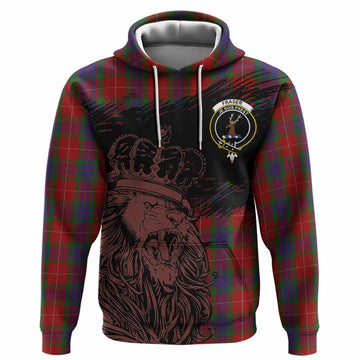 Fraser Tartan Crest Hoodie Crowned Lion Heritage Style
