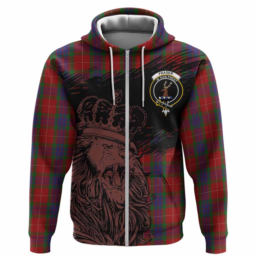 Fraser Tartan Crest Hoodie Crowned Lion Heritage Style