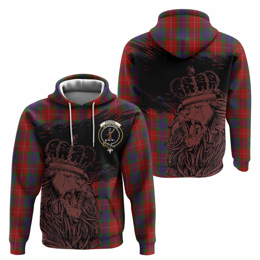 Fraser Tartan Crest Hoodie Crowned Lion Heritage Style