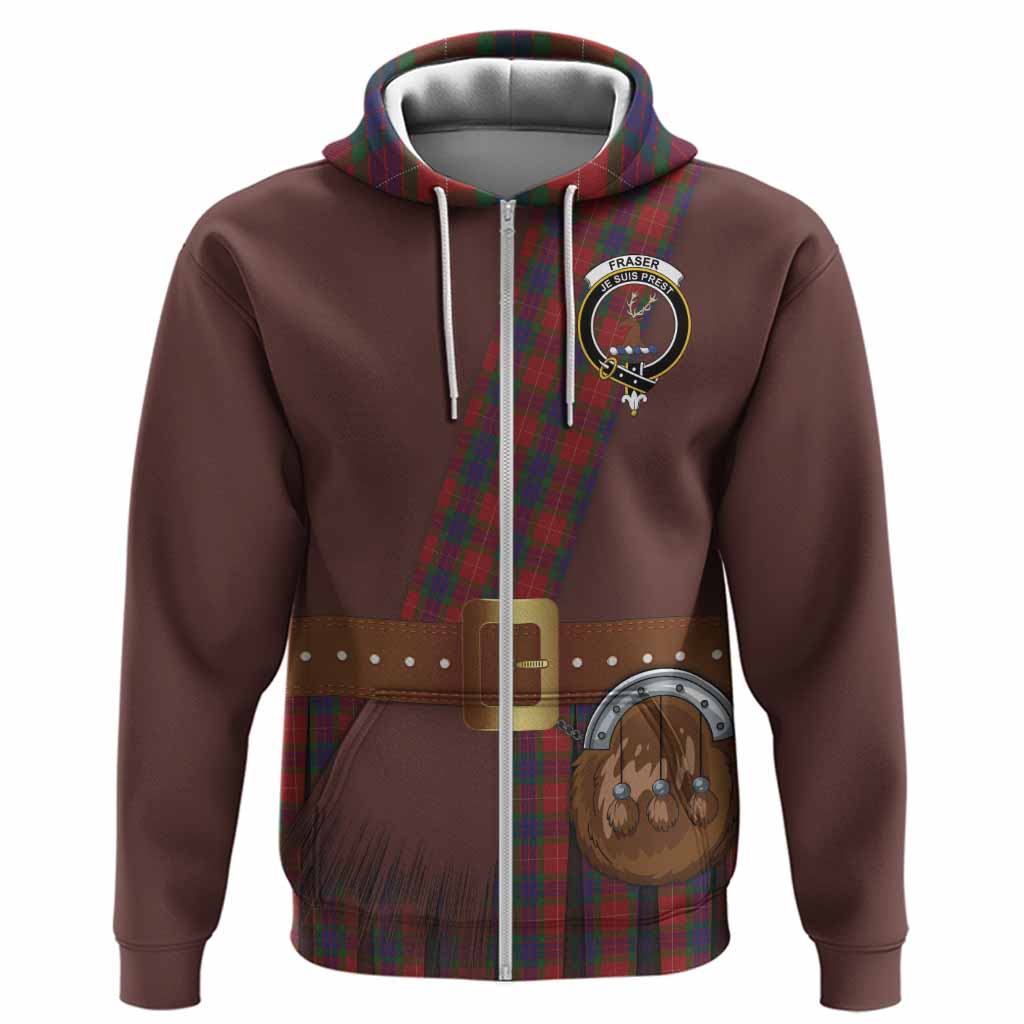 Fraser Tartan Crest Hoodie Kilt Costume Style