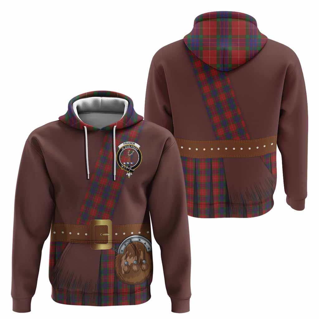 Fraser Tartan Crest Hoodie Kilt Costume Style