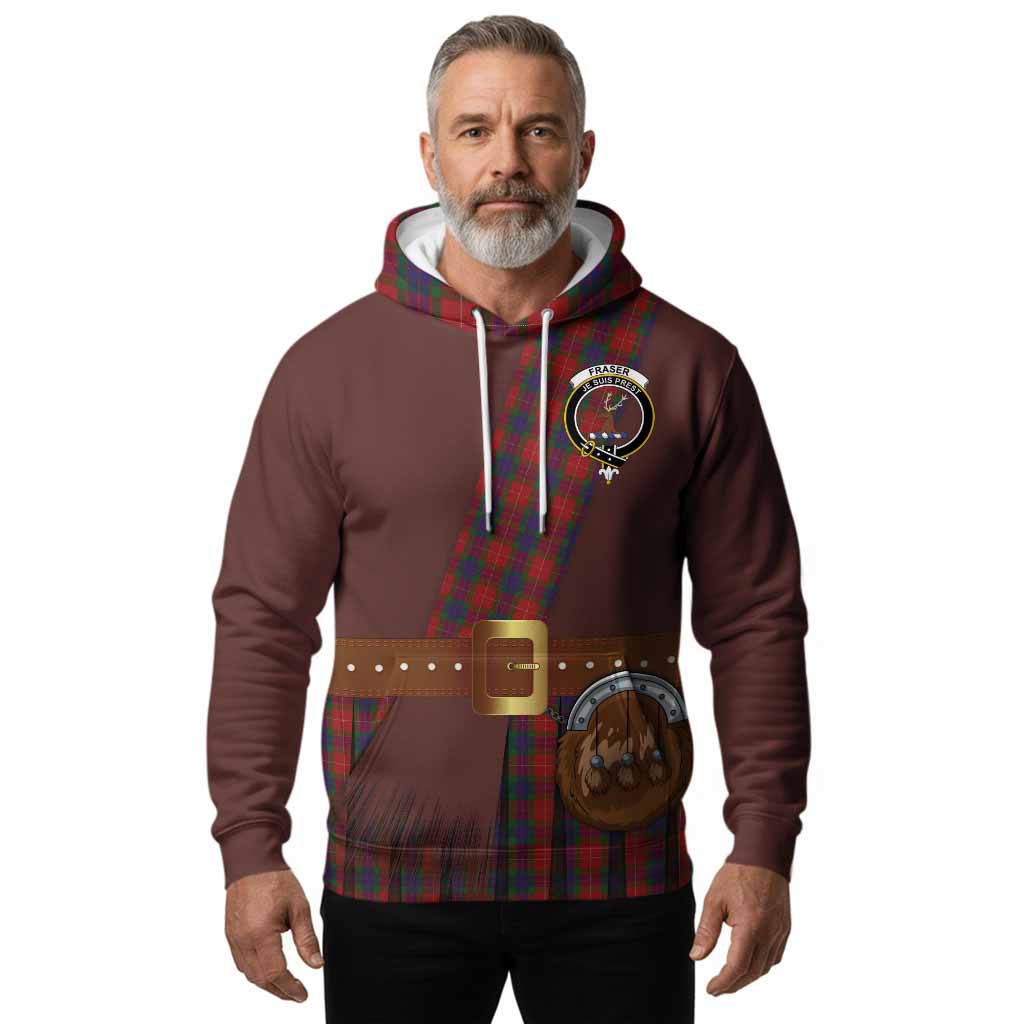 Fraser Tartan Crest Hoodie Kilt Costume Style