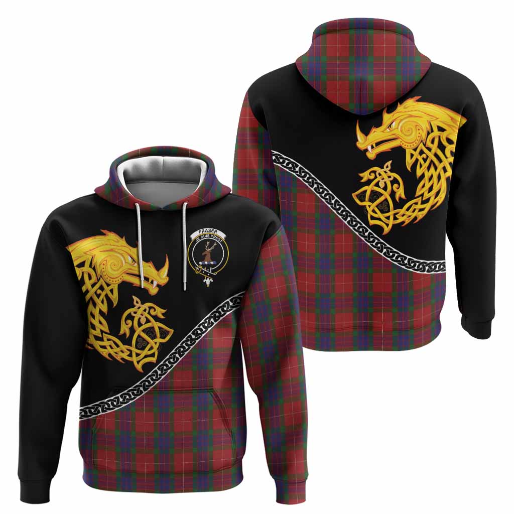 Fraser Tartan Crest Hoodie Legendary Dragon Knot Half Style