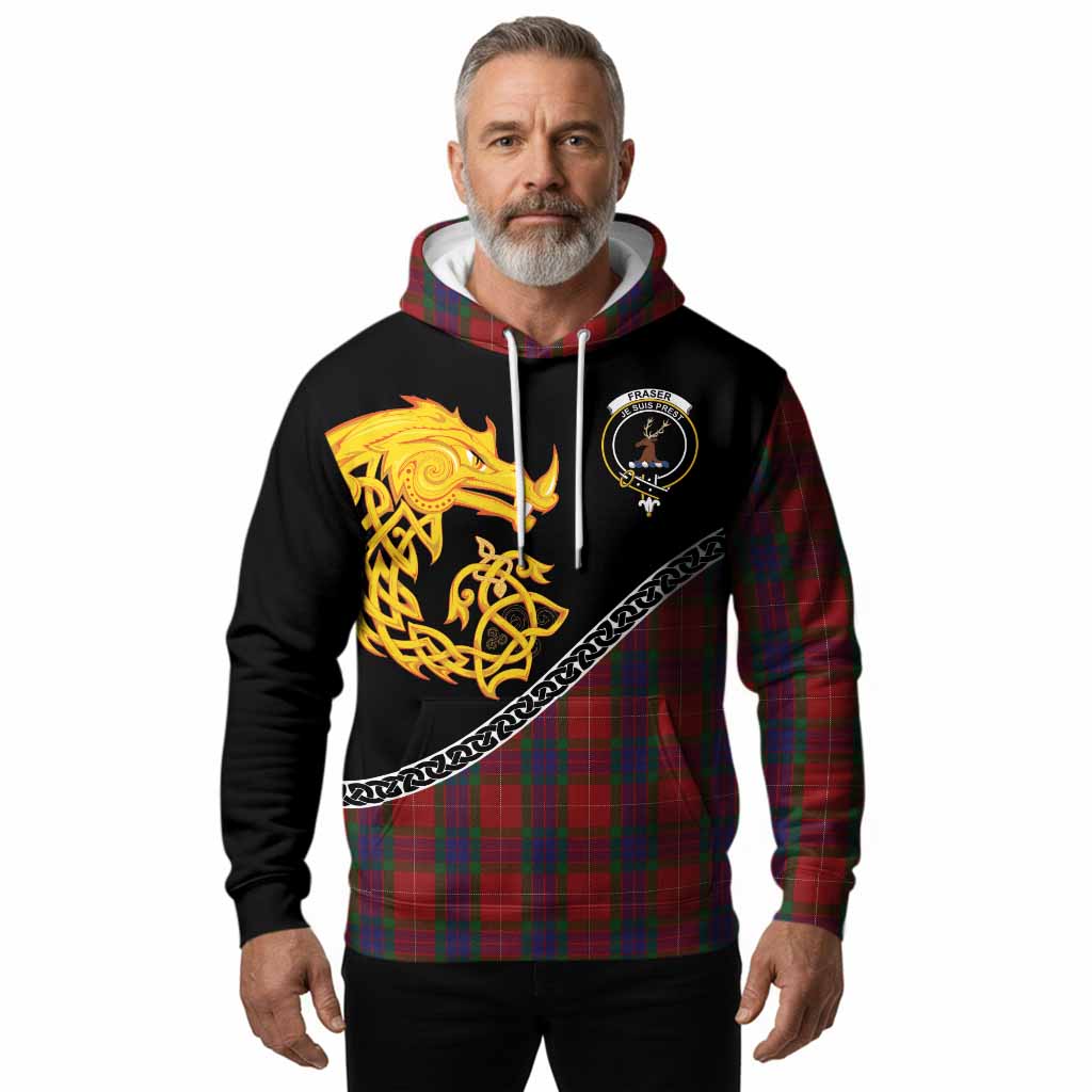 Fraser Tartan Crest Hoodie Legendary Dragon Knot Half Style