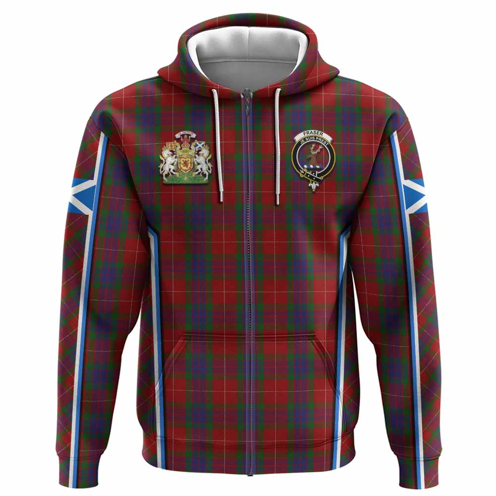 Fraser Tartan Crest Hoodie Scotland Coat of Arm Flag Style - Tartan Vibes Clothing