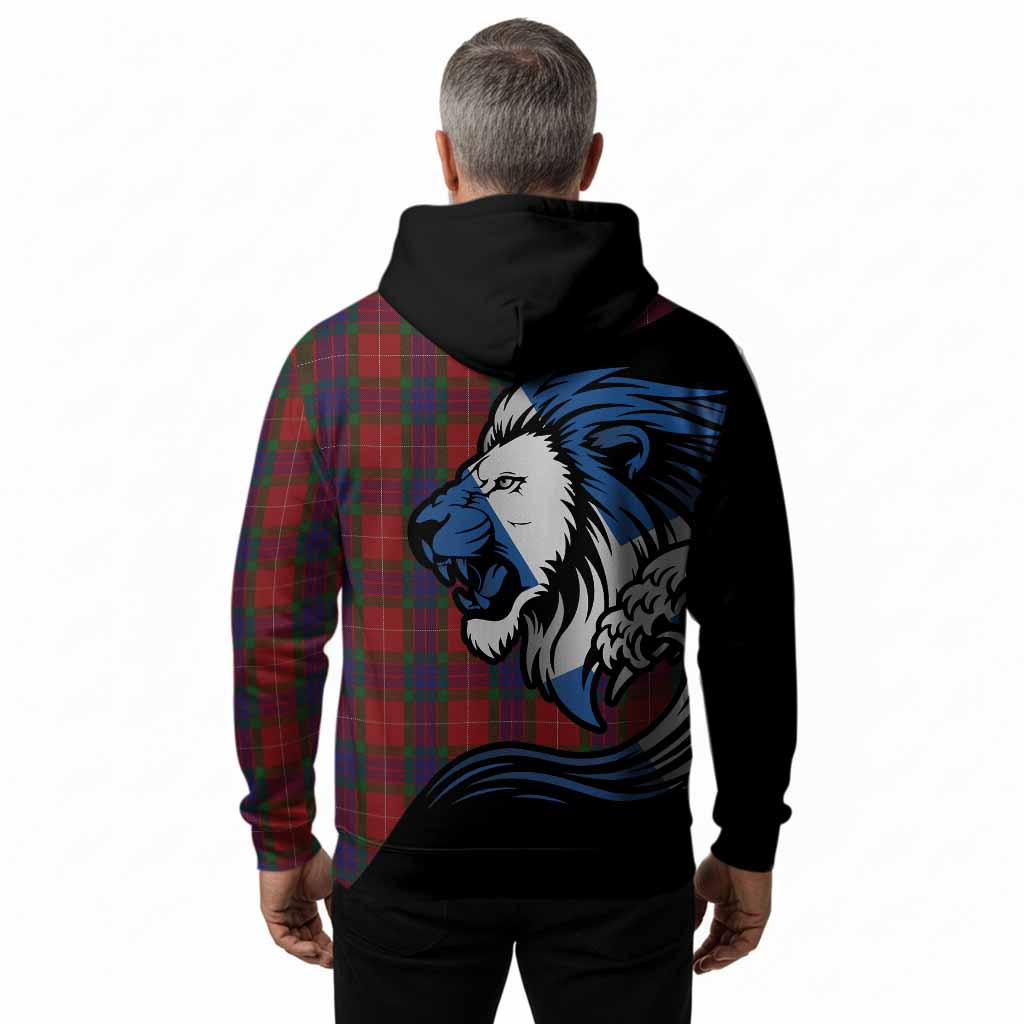 Fraser Tartan Crest Hoodie Scottish Golden Lions Wave Flow