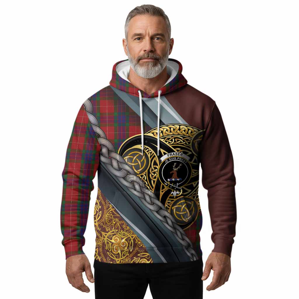 Fraser Tartan Crest Hoodie Scottish Triskele Celtic