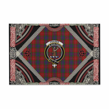 Fraser Tartan Crest House Flag Northern Mythology Dragon Art 48*72 inch (120*180 cm) - Tartan Vibes Clothing