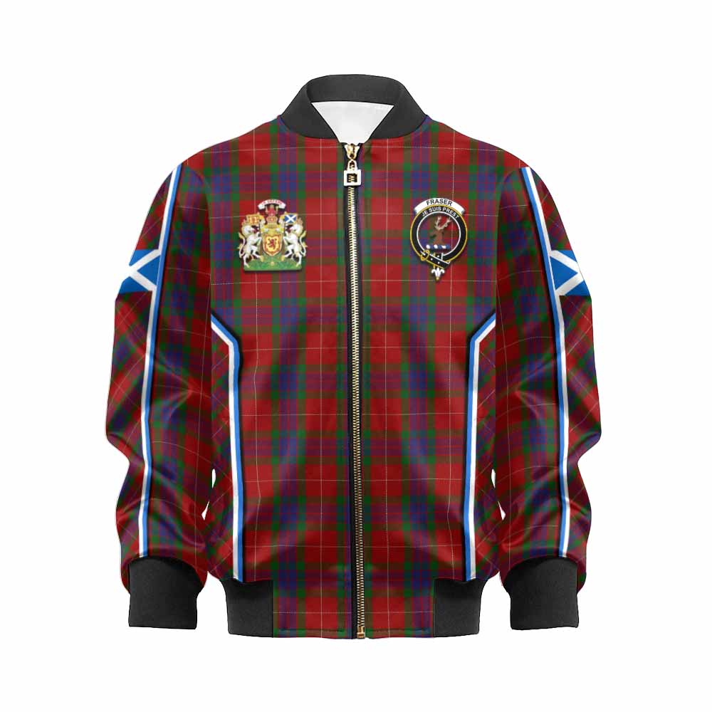 Fraser Tartan Crest Kid Bomber Jacket Scotland Coat of Arm Flag Style - Tartan Vibes Clothing