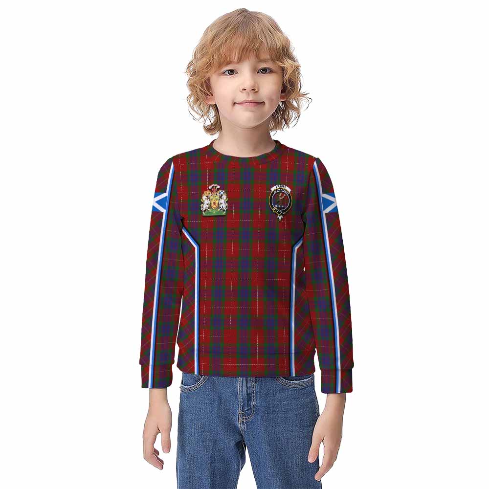 Fraser Tartan Crest Kid Knitted Sweatshirt Scotland Coat of Arm Flag Style - Tartan Vibes Clothing