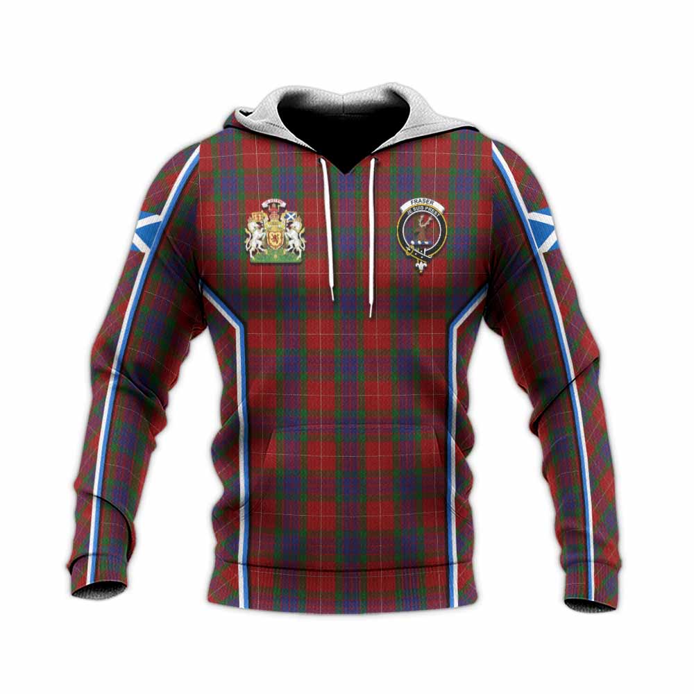 Fraser Tartan Crest Knitted Hoodie Scotland Coat of Arm Flag Style - Tartan Vibes Clothing