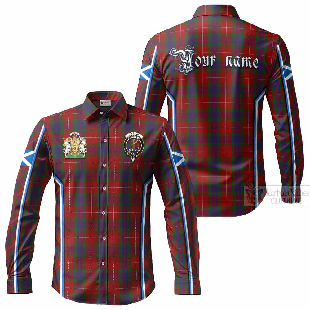 Fraser Tartan Crest Long Sleeve Button Shirts Scotland Coat of Arm Flag Style - Tartan Vibes Clothing