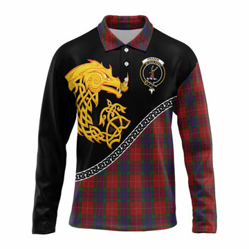 Fraser Tartan Crest Long Sleeve Polo Shirt Legendary Dragon Knot Half Style