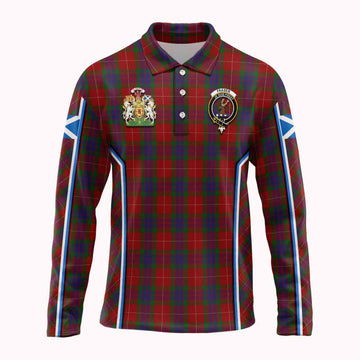 Fraser Tartan Crest Long Sleeve Polo Shirt Scotland Coat of Arm Flag Style