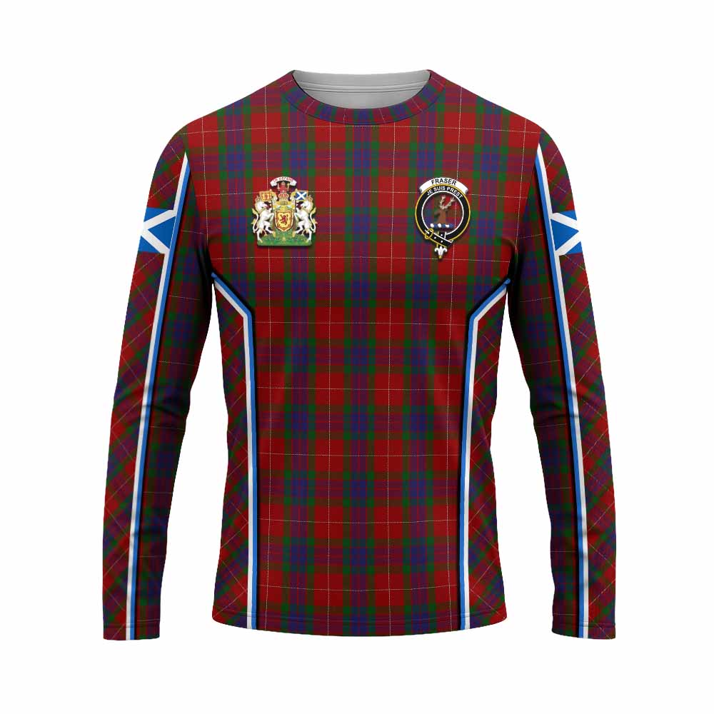Fraser Tartan Crest Long Sleeve T-Shirt Scotland Coat of Arm Flag Style - Tartan Vibes Clothing